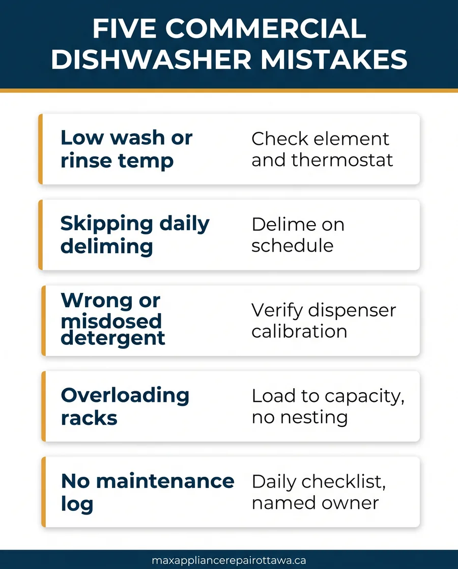 Commercial dishwasher common mistakes