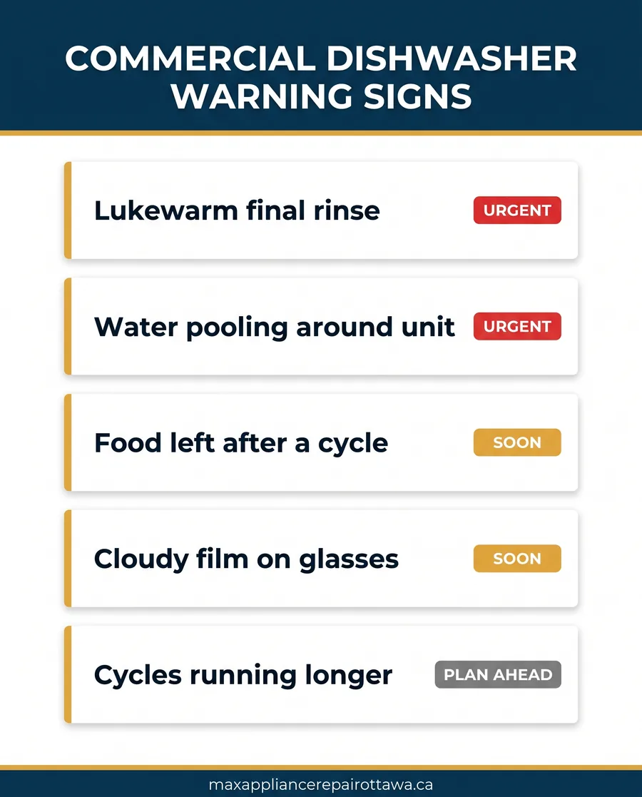 Commercial dishwasher warning signs summary