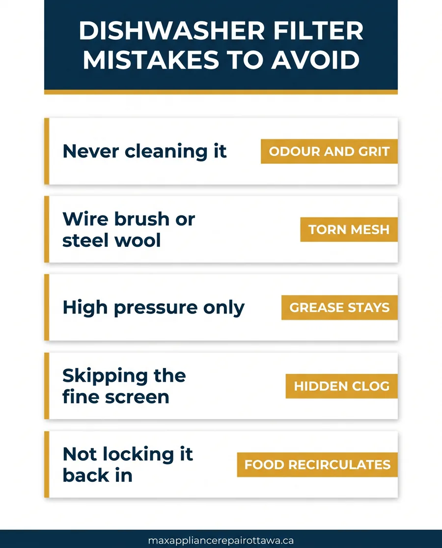 Dishwasher filter cleaning mistakes to avoid