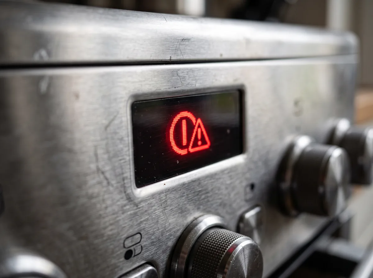 Avantgarde appliance error code glowing on a kitchen control panel